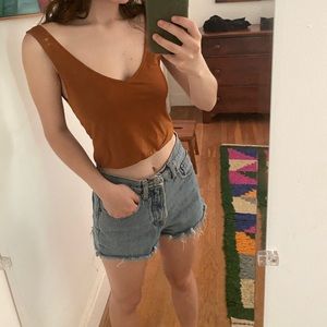 gap highwaisted denim shorts